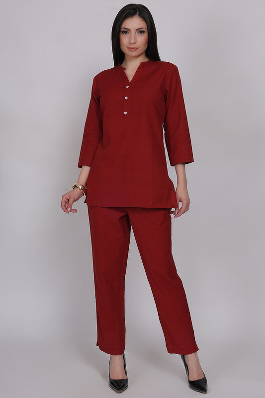 Cotton Cord Set - Maroon - FuchsiaBless