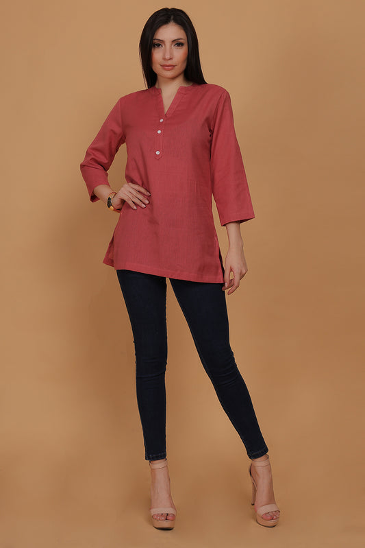 Cotton Kurta - Peach - FuchsiaBless