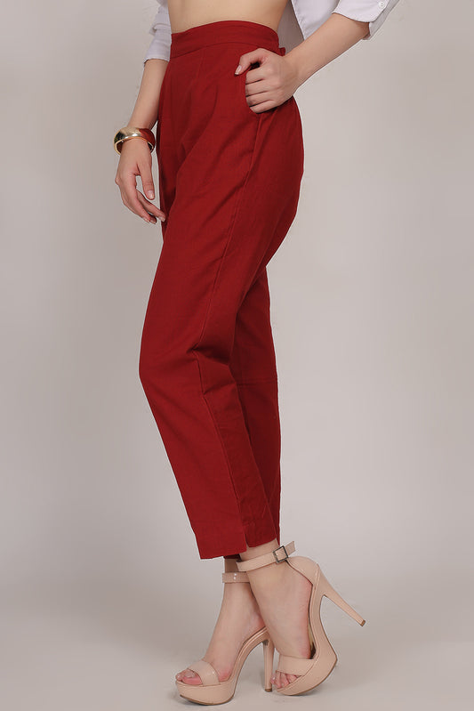 Cotton Pants Maroon - FuchsiaBless