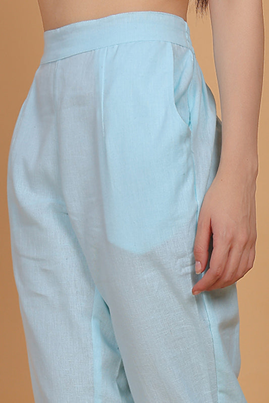 Cotton Pants Sky Blue - FuchsiaBless