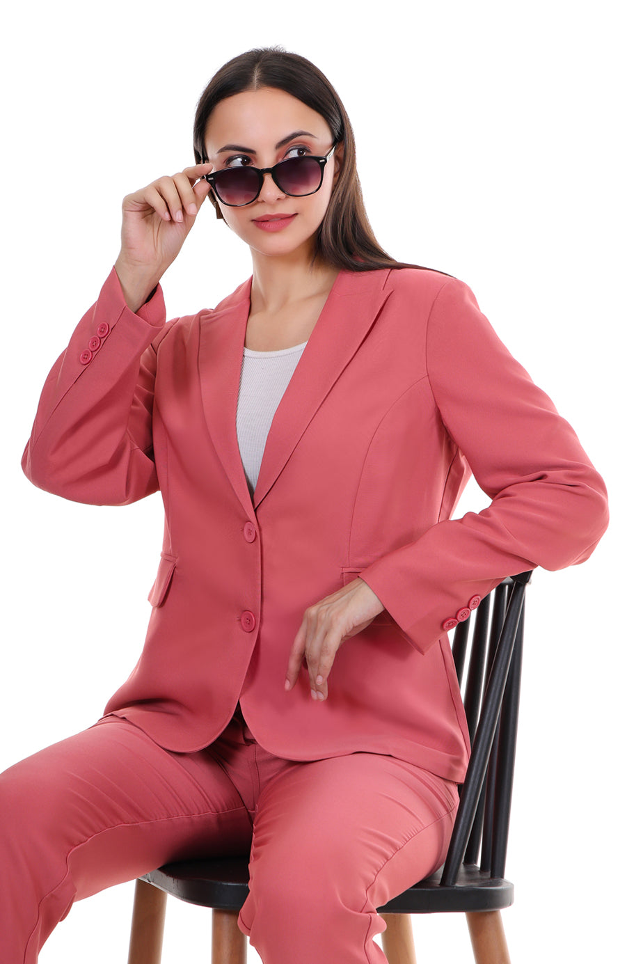 Women Premium Blazer & Pants Set – Coral Pink Power Suit