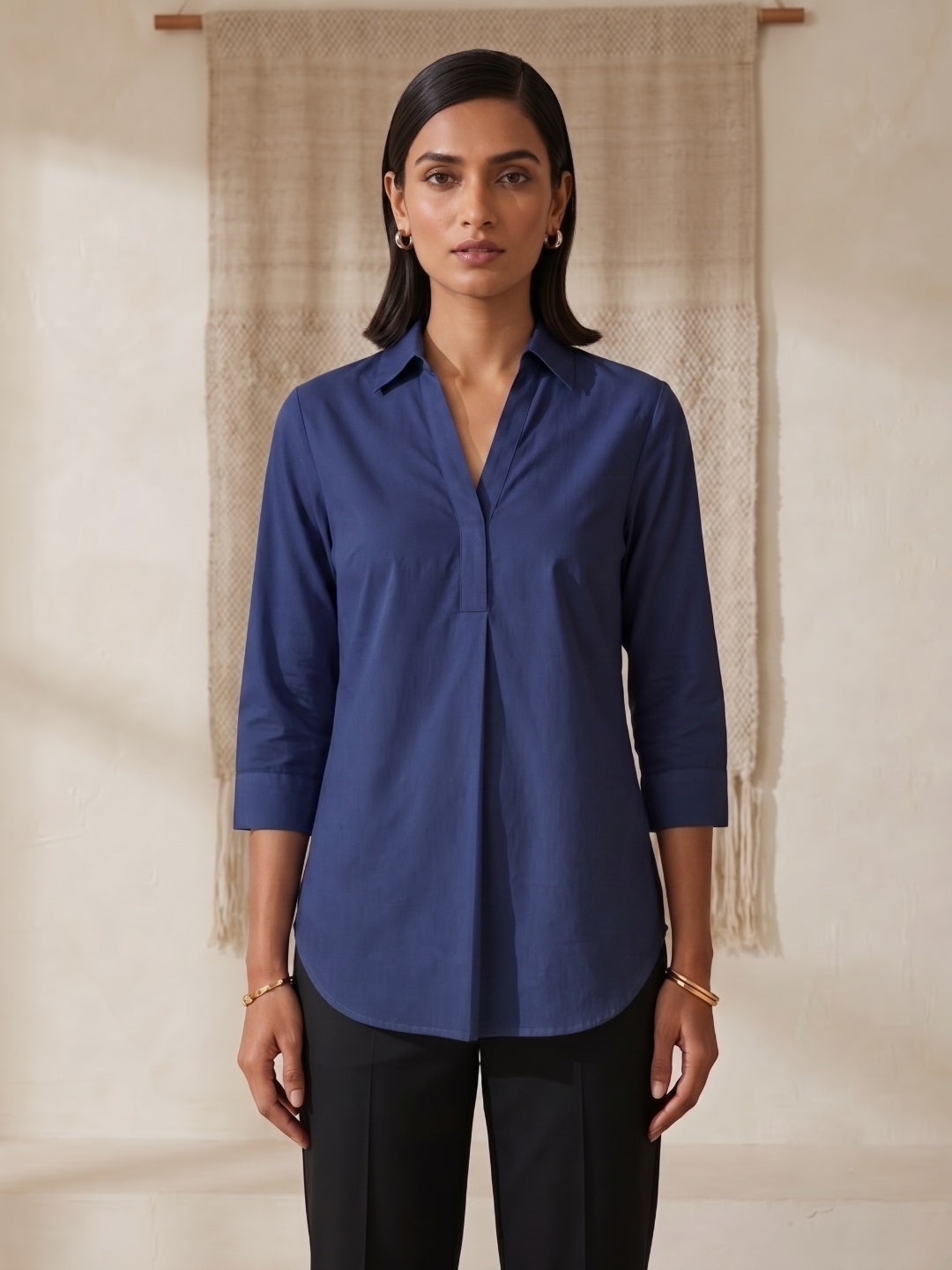 Hemline Shirt - Navy Blue