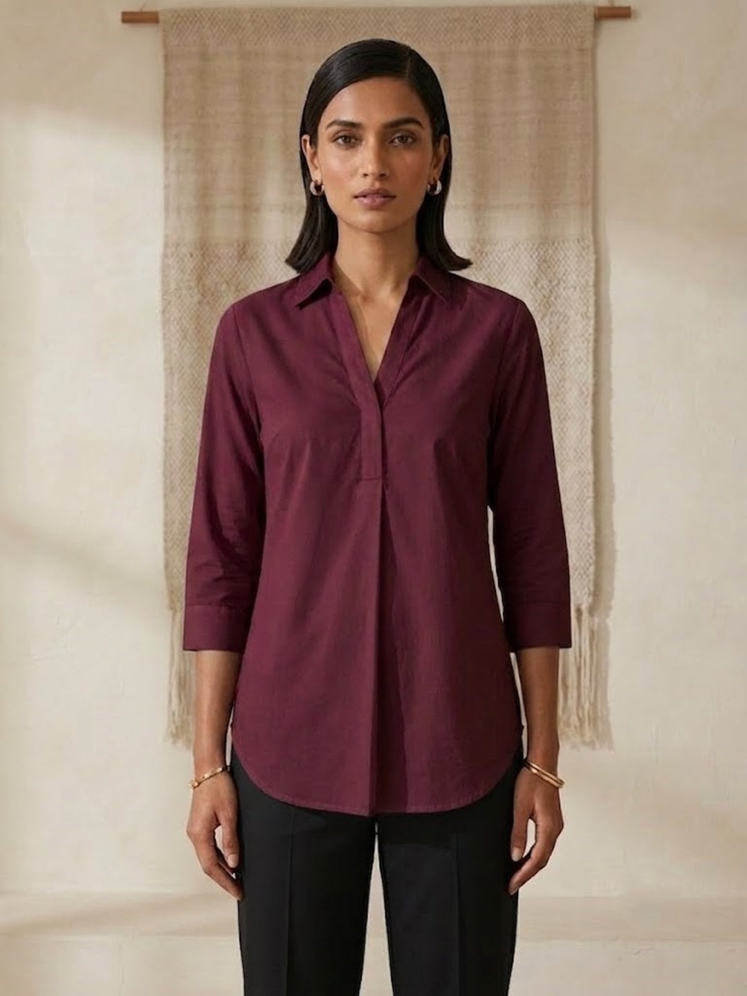 Hemline Shirt - Wine