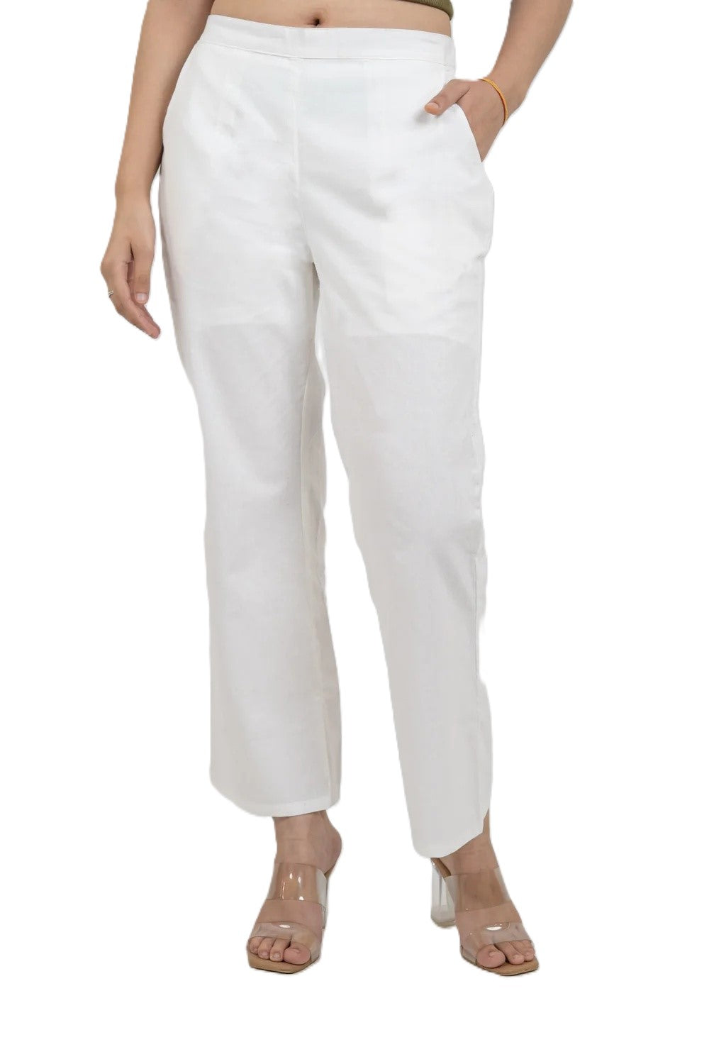 Regular Fit Cotton Pants - White