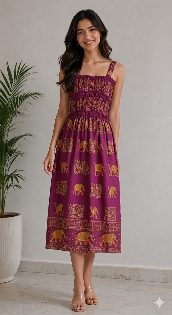 Royal Elephant Dress - Wine