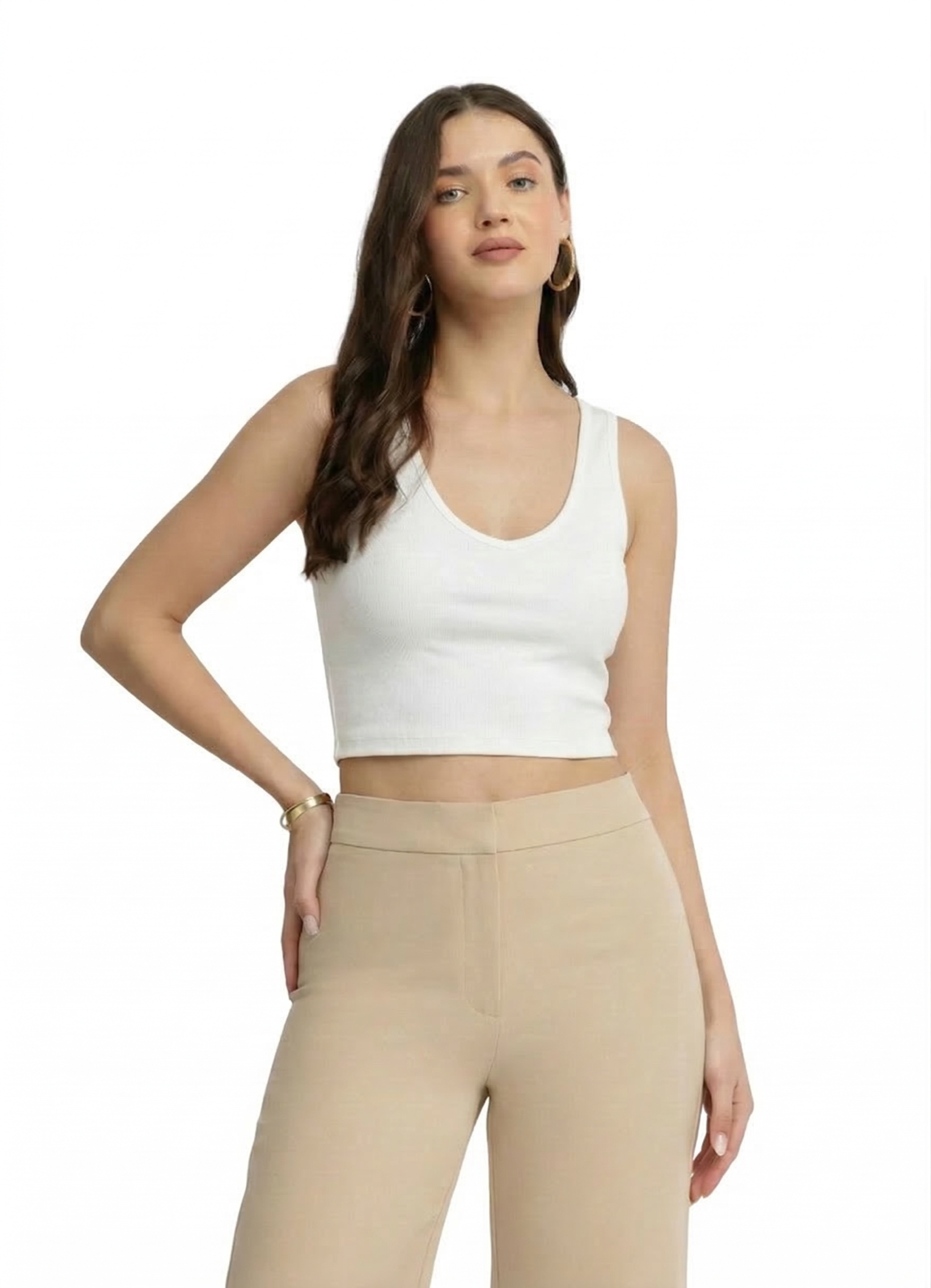 Crop Top Ribbed - White