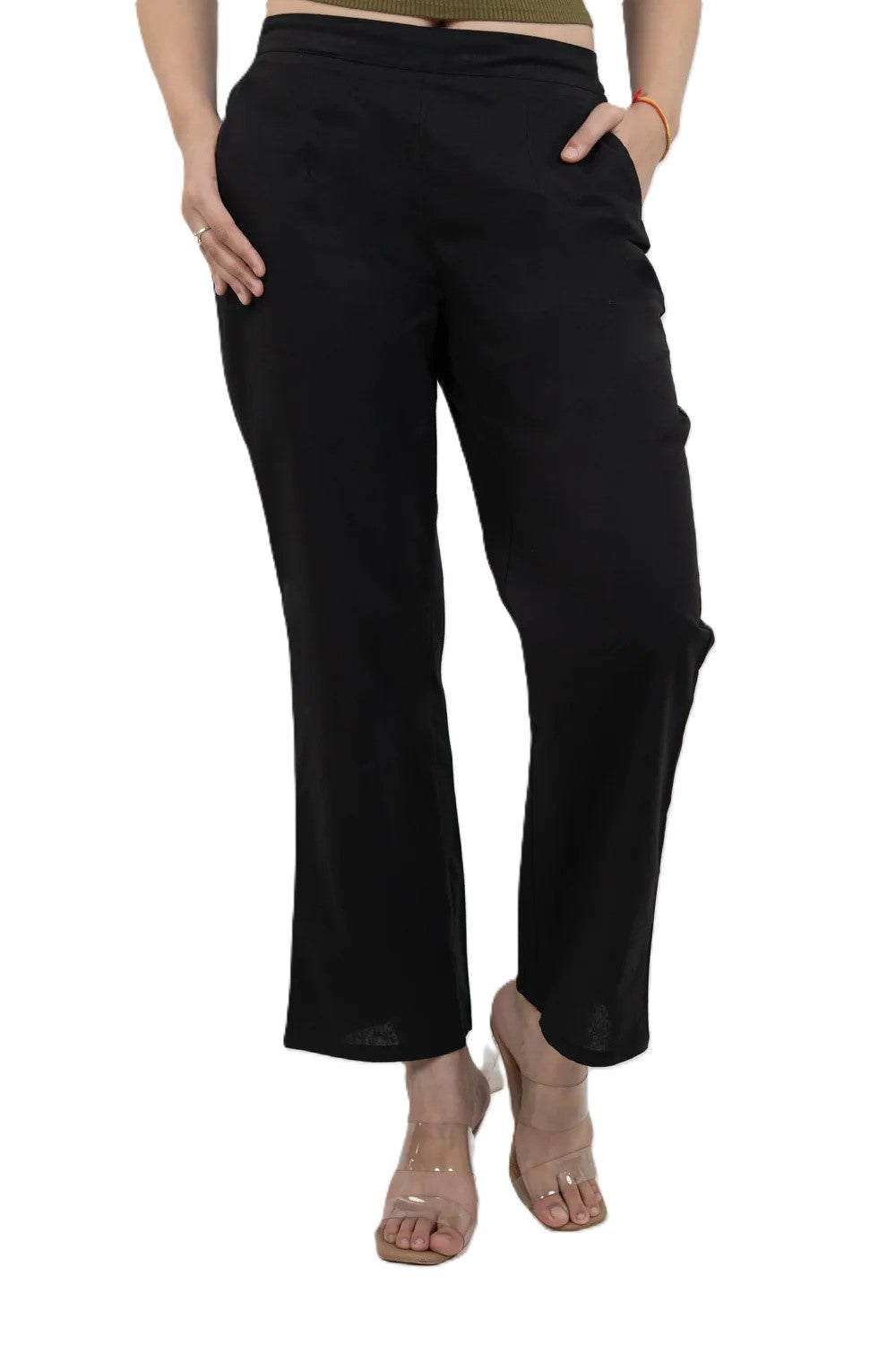 Regular Fit Cotton Pants - Black