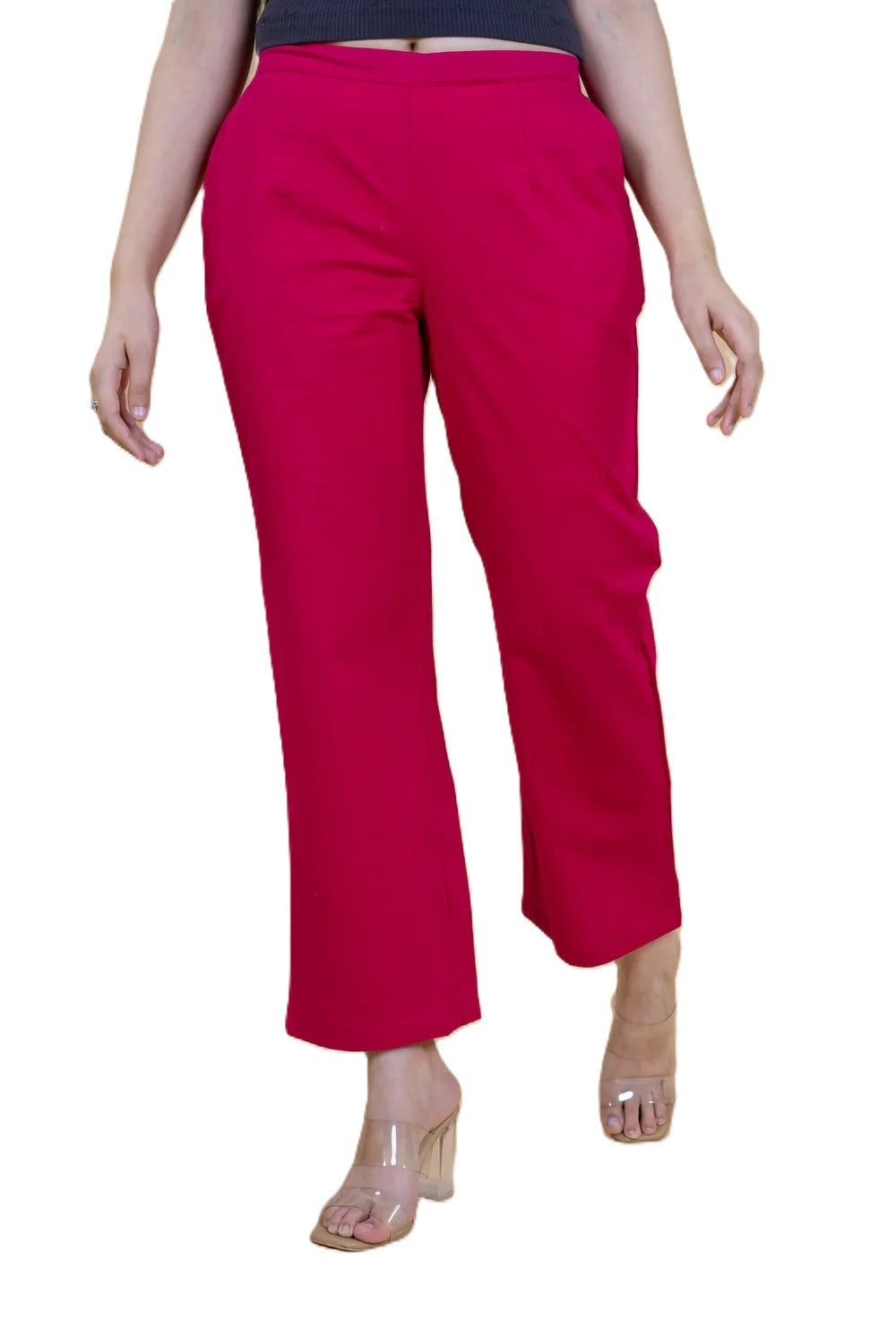 Regular Fit Cotton Pants - Fuchsia Pink
