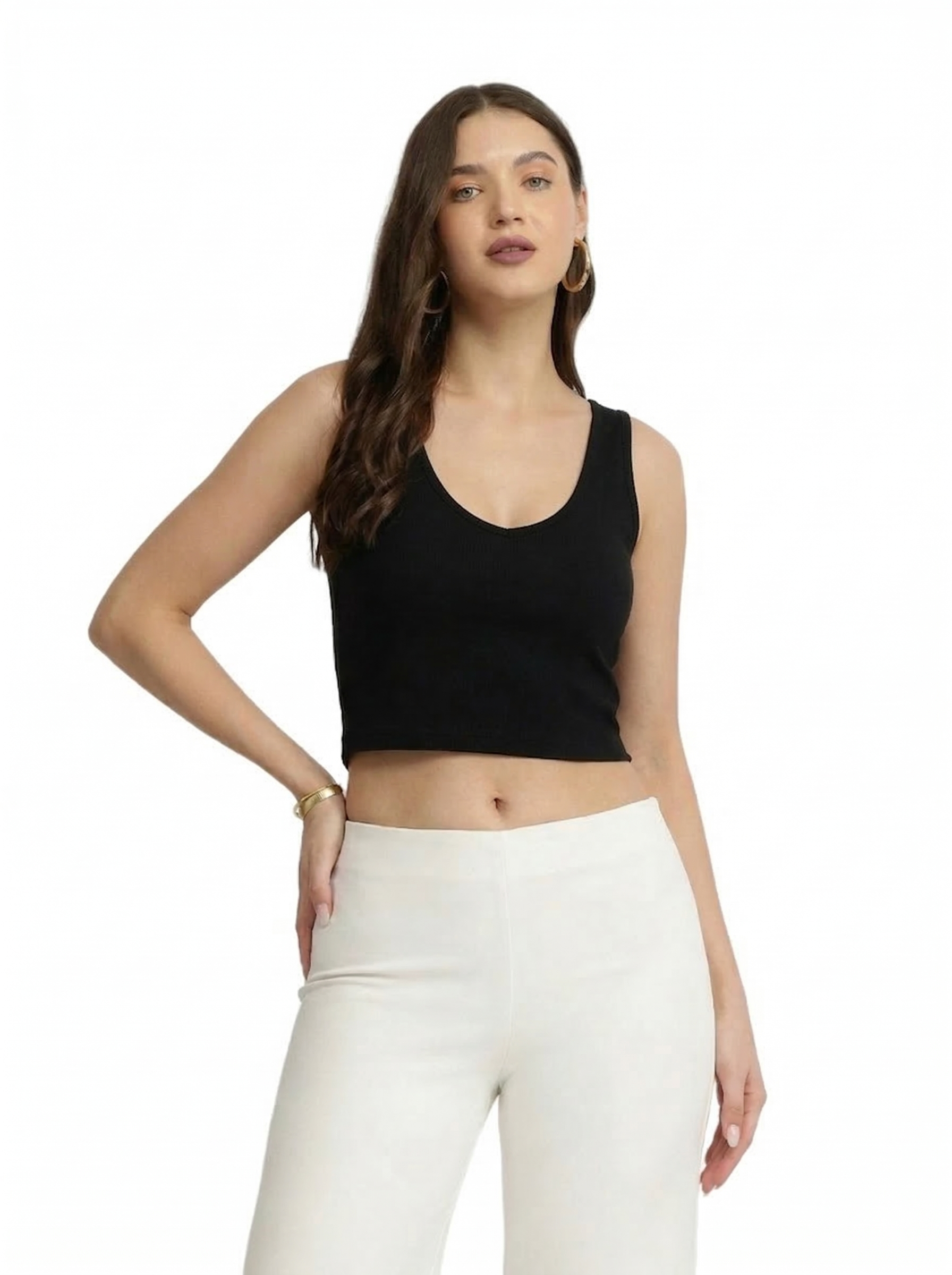 Crop Top Ribbed - Black