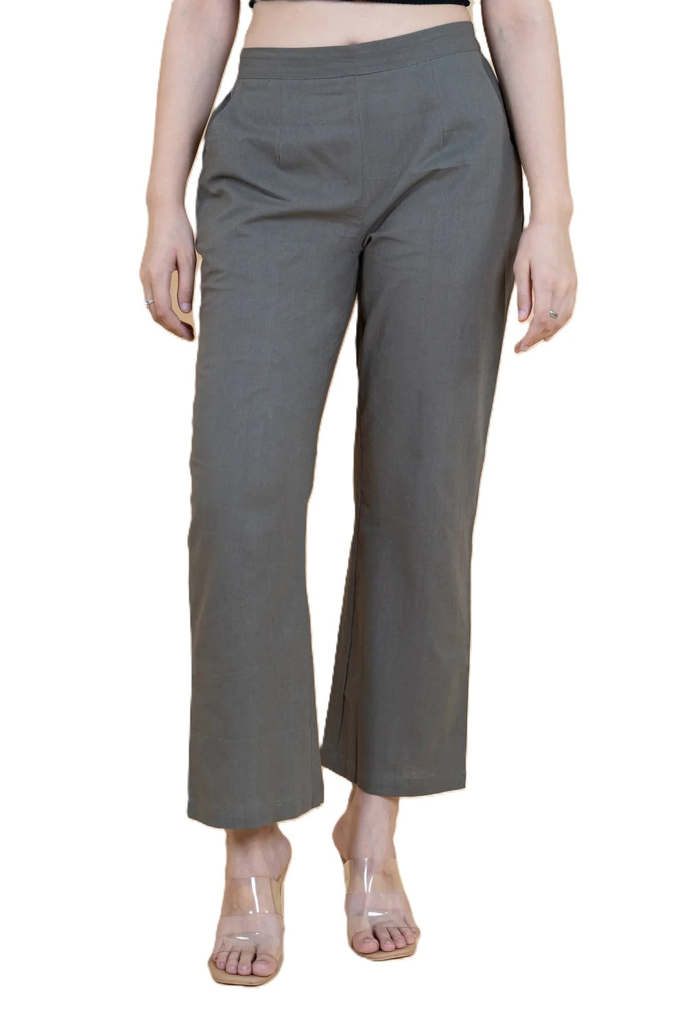 Regular Fit Cotton Pants - Grey