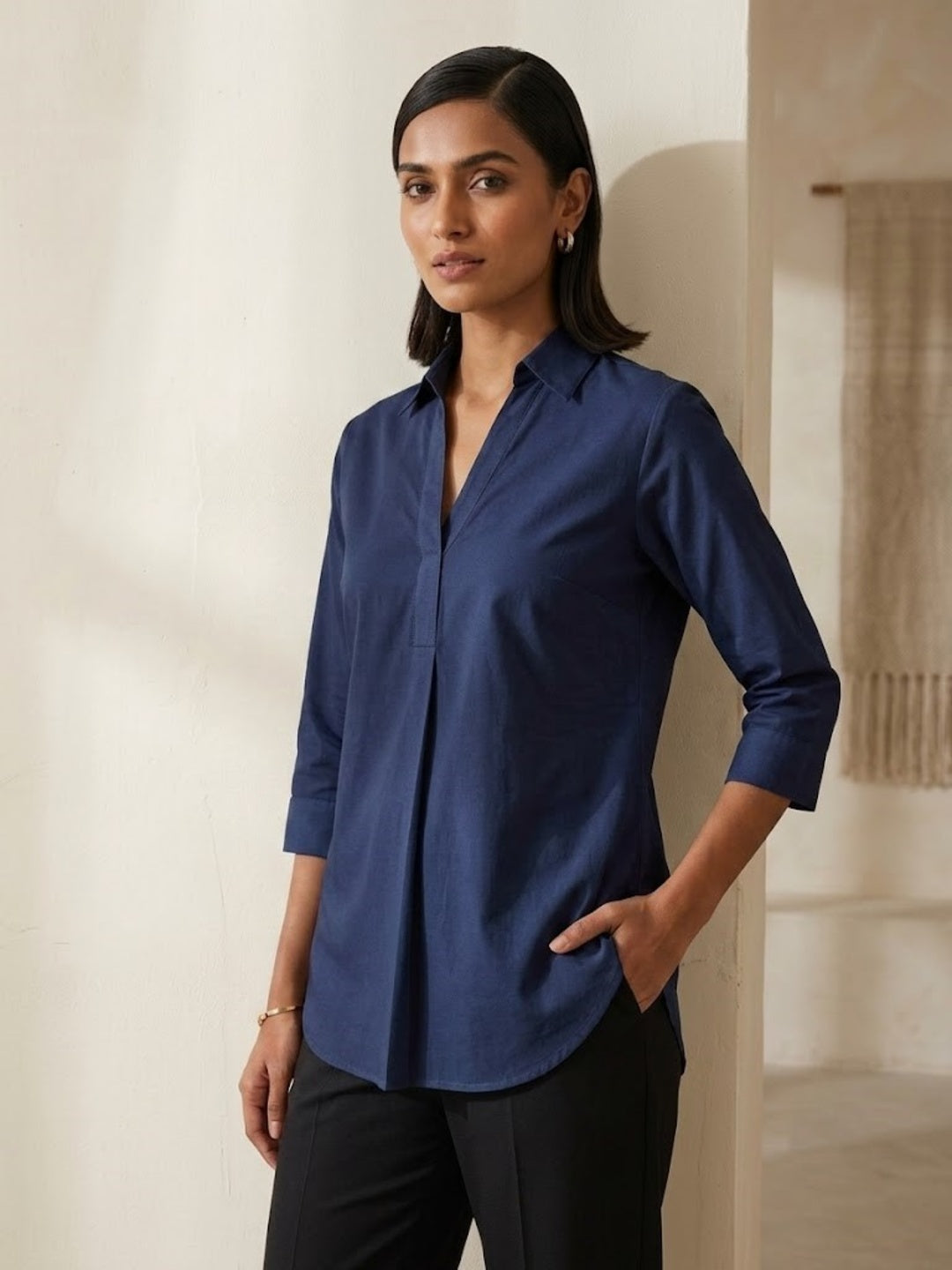 Hemline Shirt - Navy Blue
