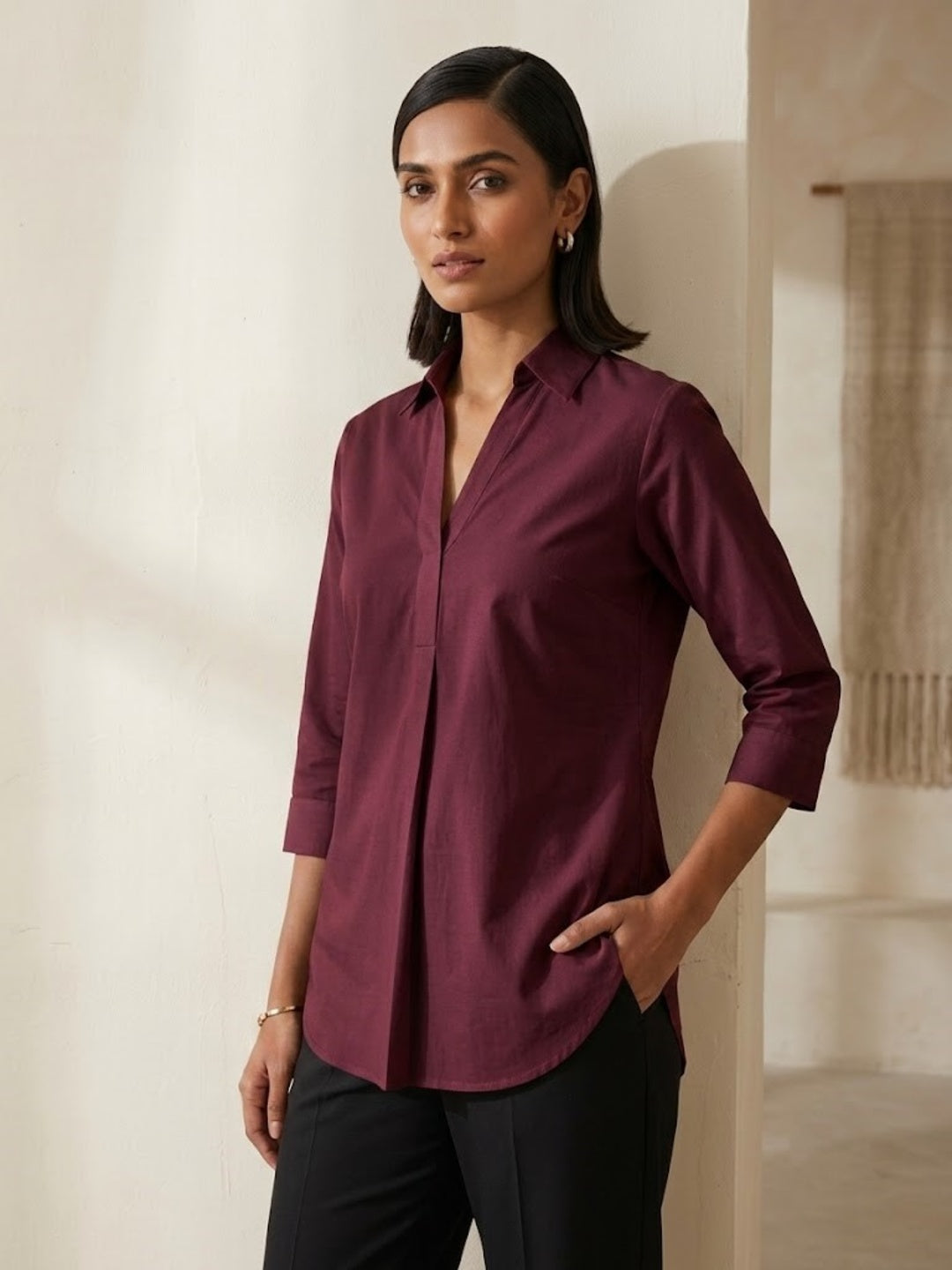 Hemline Shirt - Wine