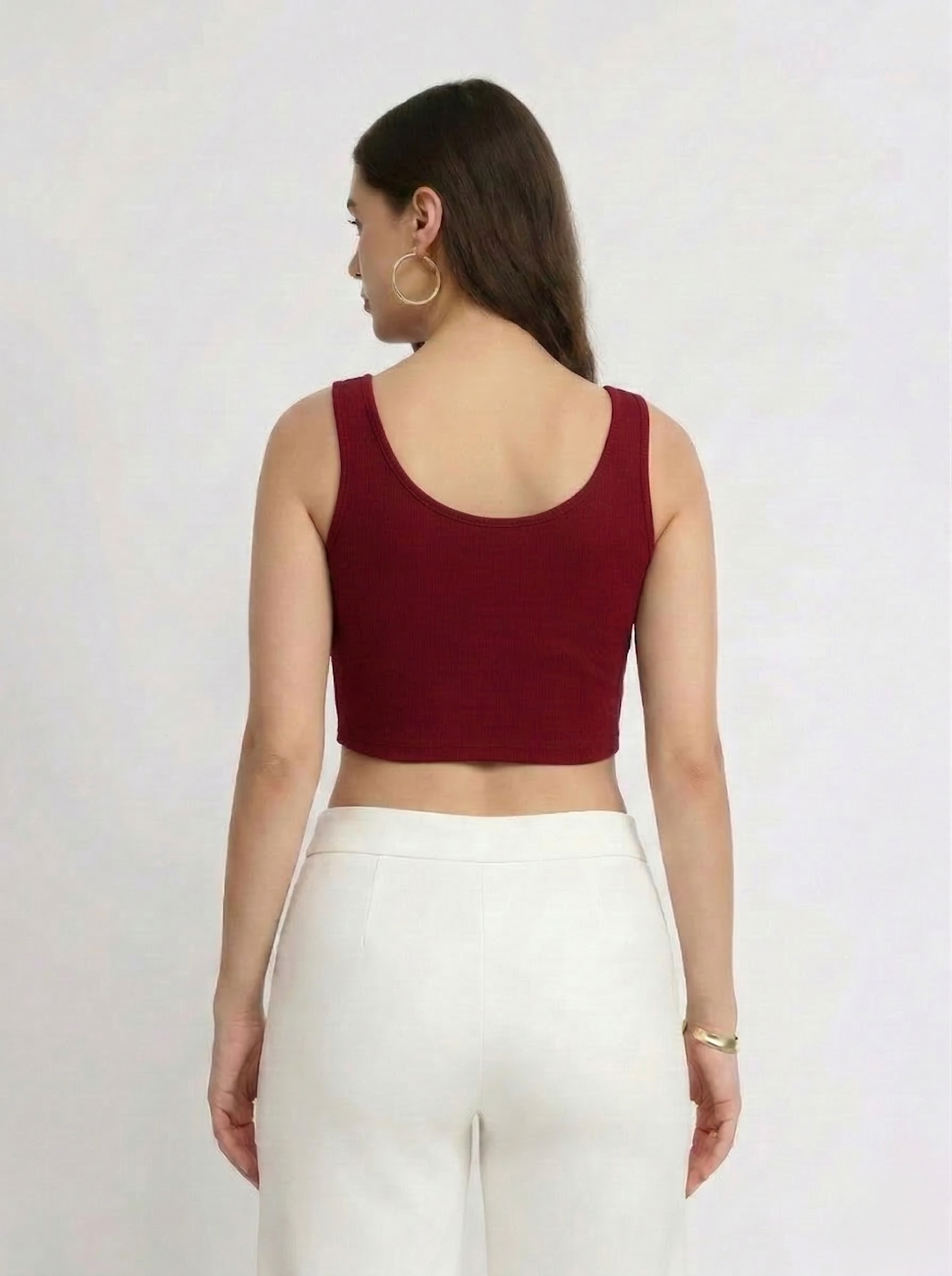 Crop Top Ribbed - Maroon