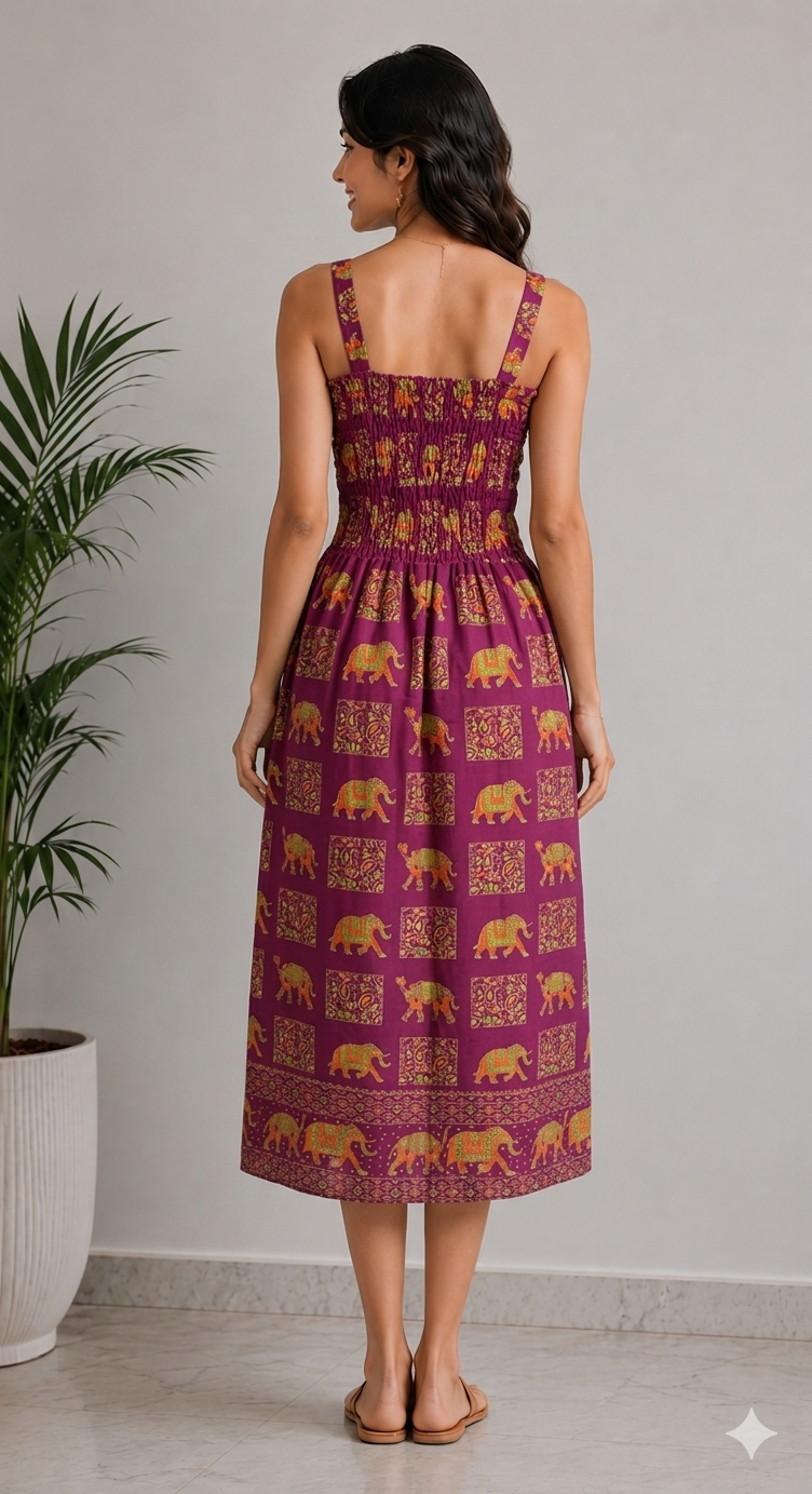 Royal Elephant Dress - Wine
