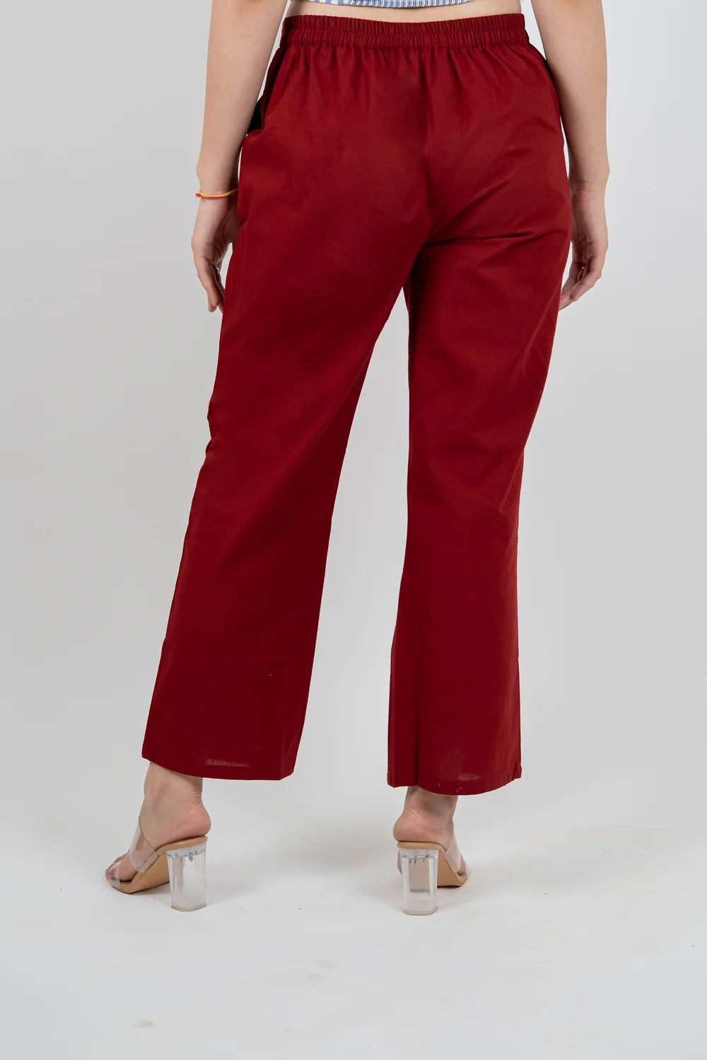 Regular Fit Cotton Pants - Maroon