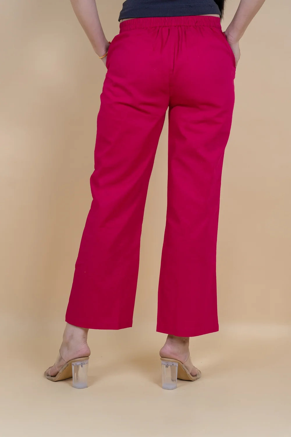 Regular Fit Cotton Pants - Fuchsia Pink