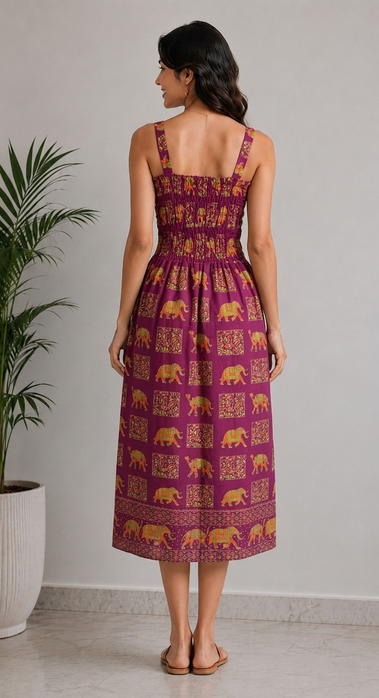 Royal Elephant Dress - Wine