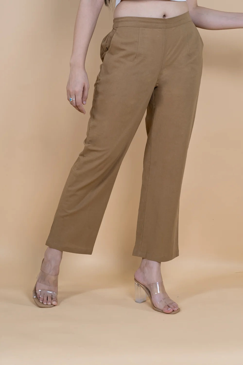 Regular Fit Cotton Pants - Tan