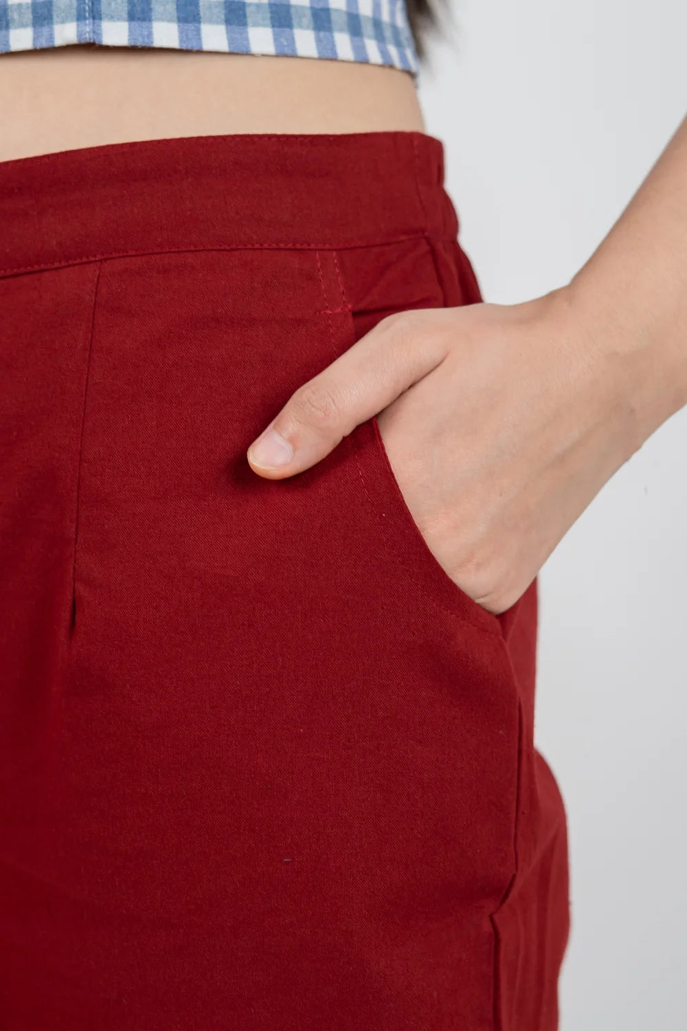 Regular Fit Cotton Pants - Maroon