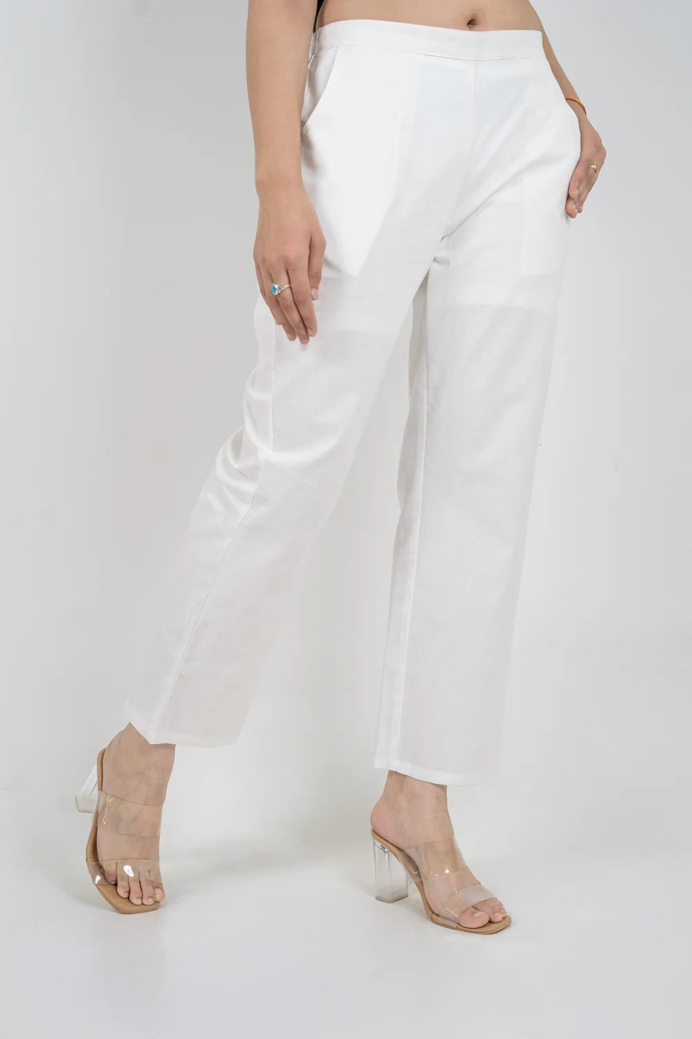 Regular Fit Cotton Pants - White