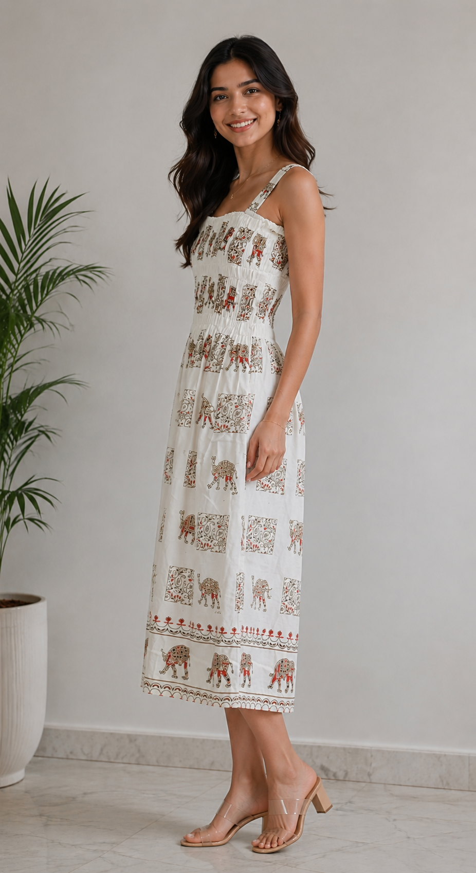 Royal Elephant Dress - White