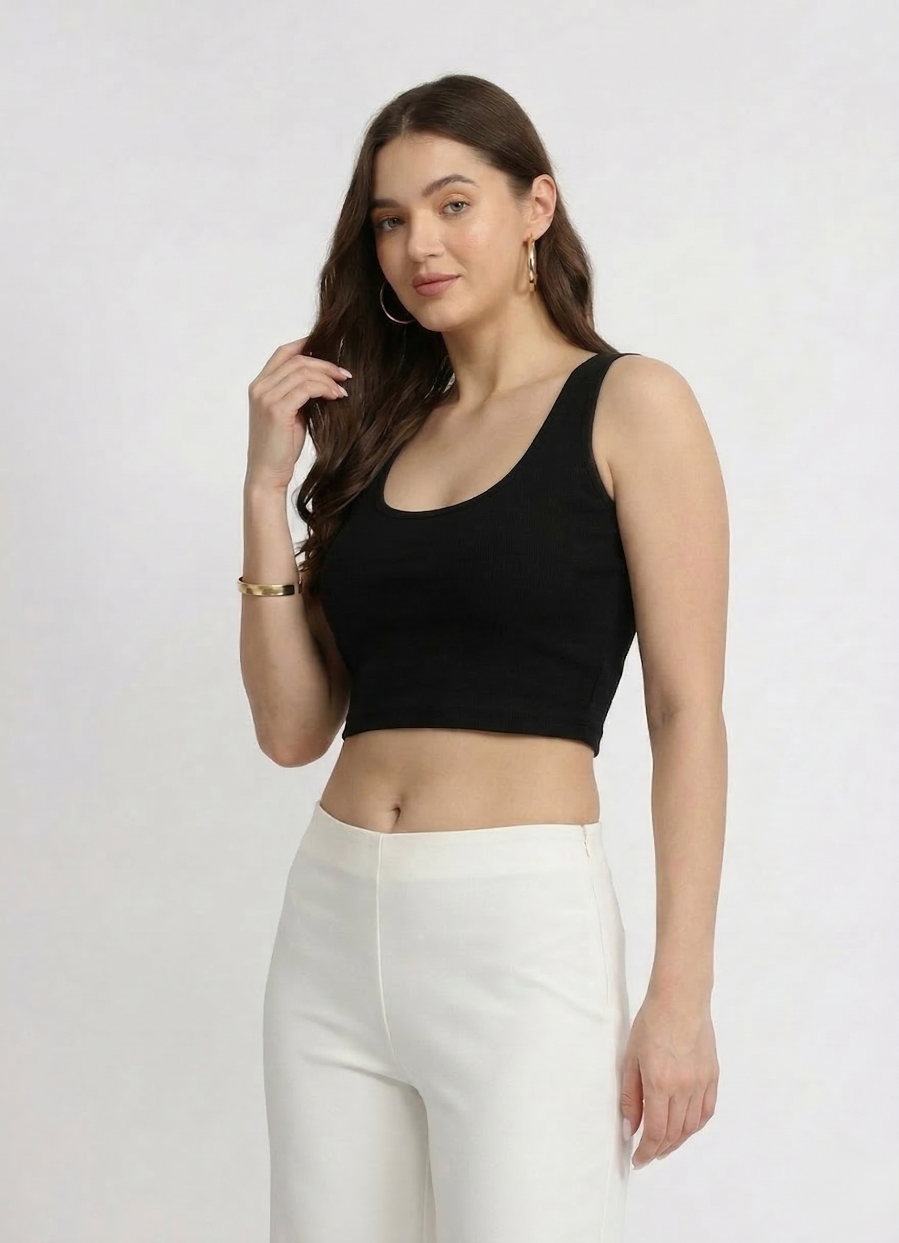 Crop Top Ribbed - Black