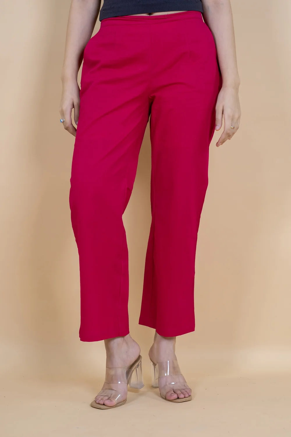Regular Fit Cotton Pants - Fuchsia Pink
