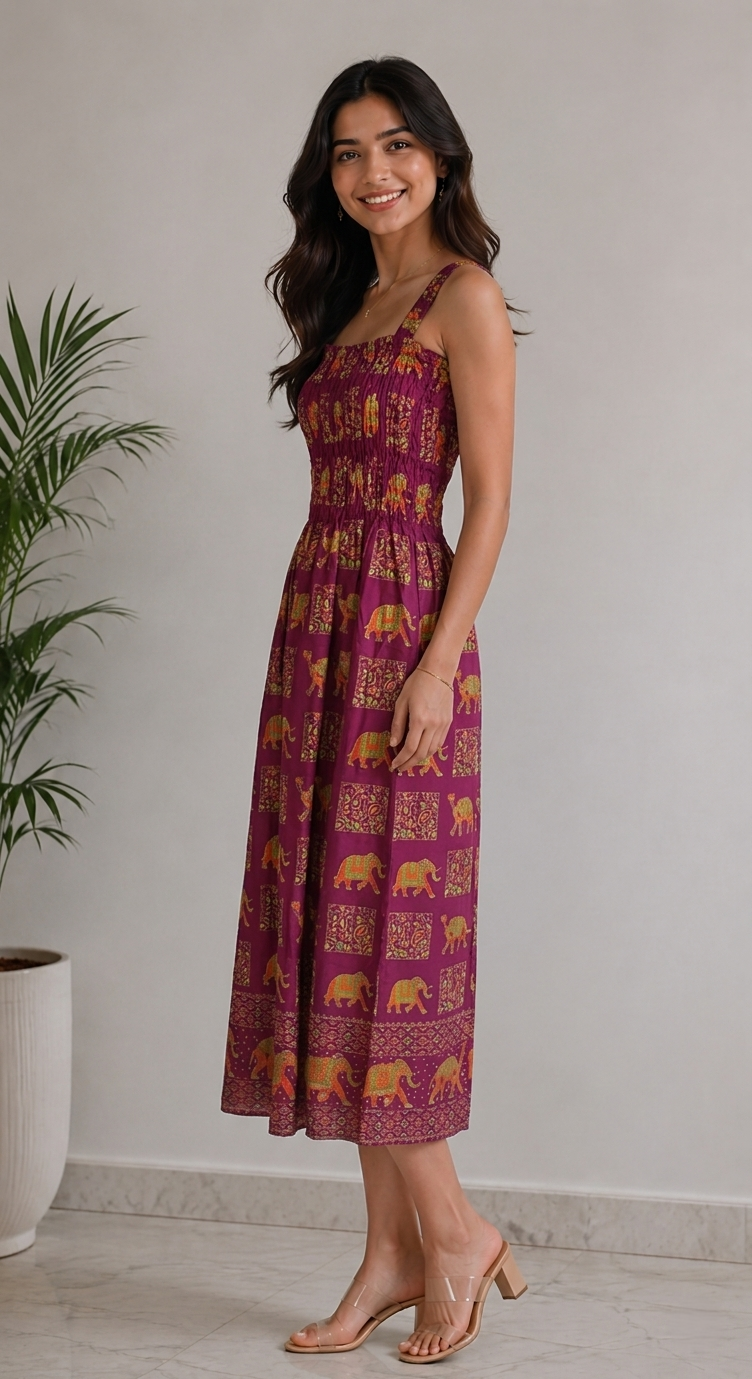 Royal Elephant Dress - Wine