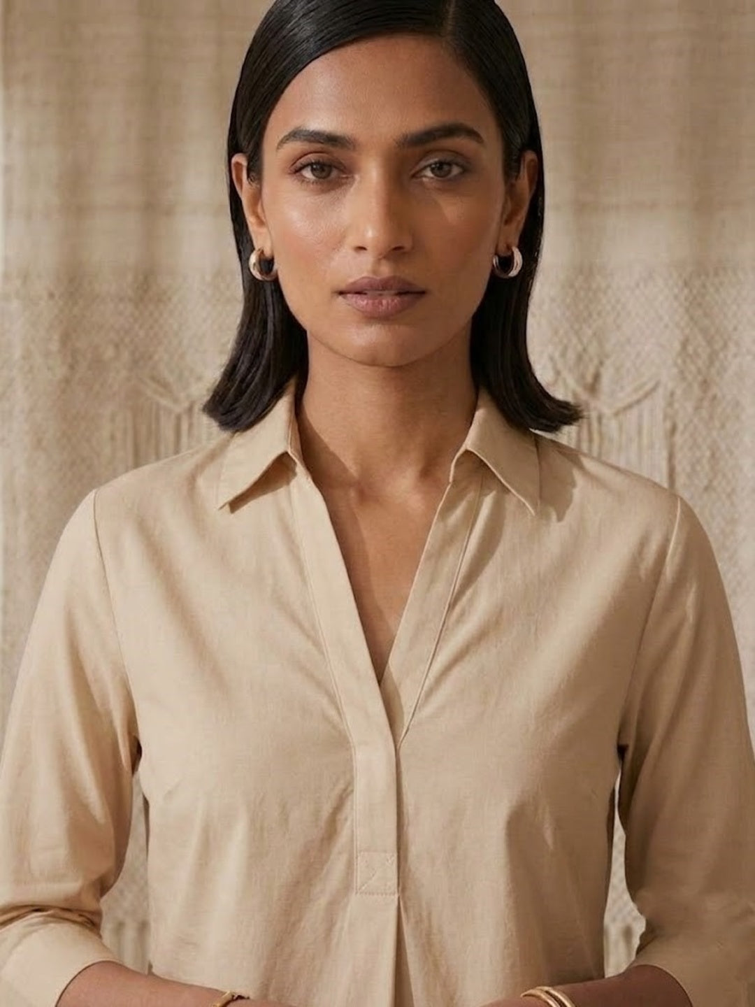 Hemline Shirt - Beige