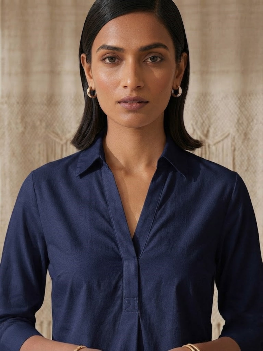Hemline Shirt - Navy Blue