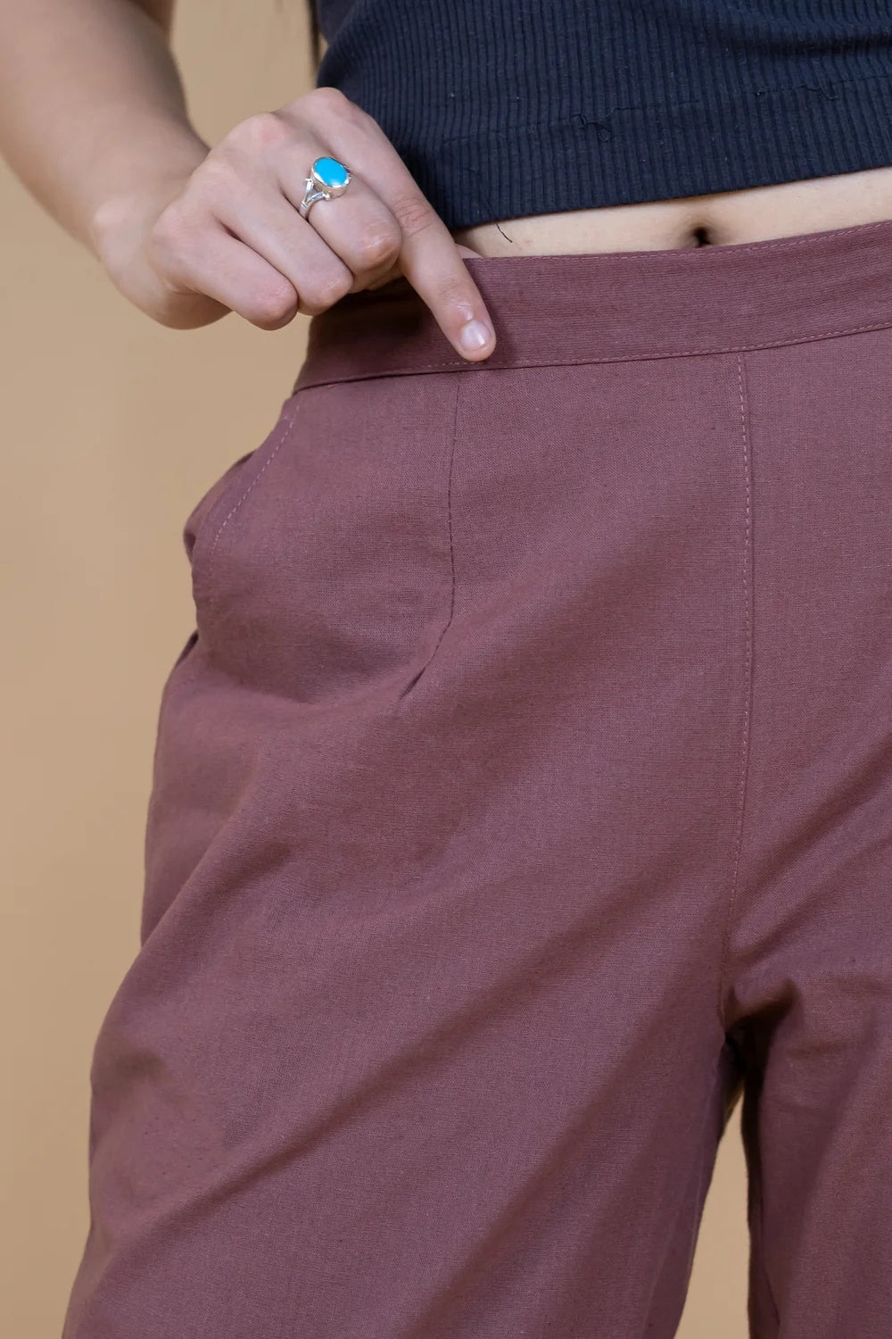 Regular Fit Cotton Pants - Rose Taupe