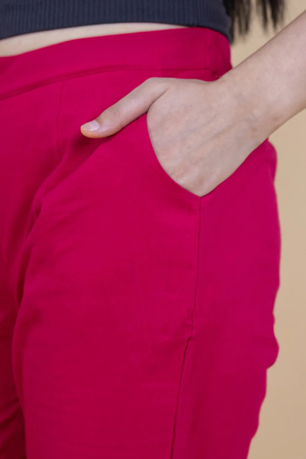 Regular Fit Cotton Pants - Fuchsia Pink