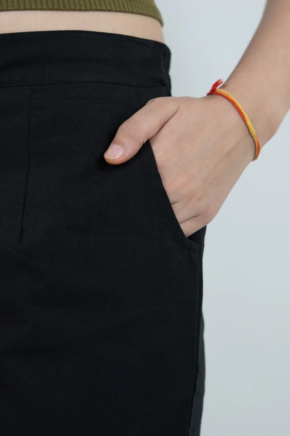 Regular Fit Cotton Pants - Black