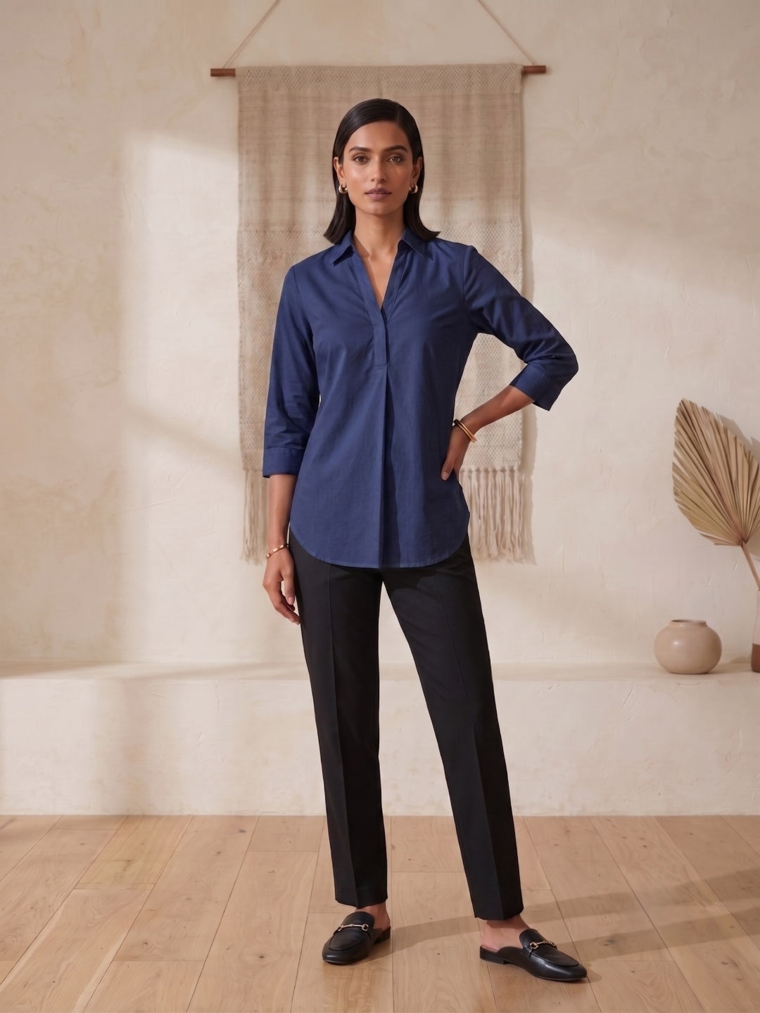Hemline Shirt - Navy Blue