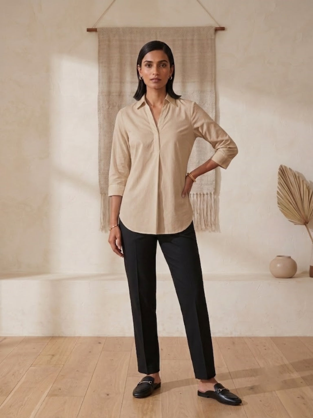 Hemline Shirt - Beige