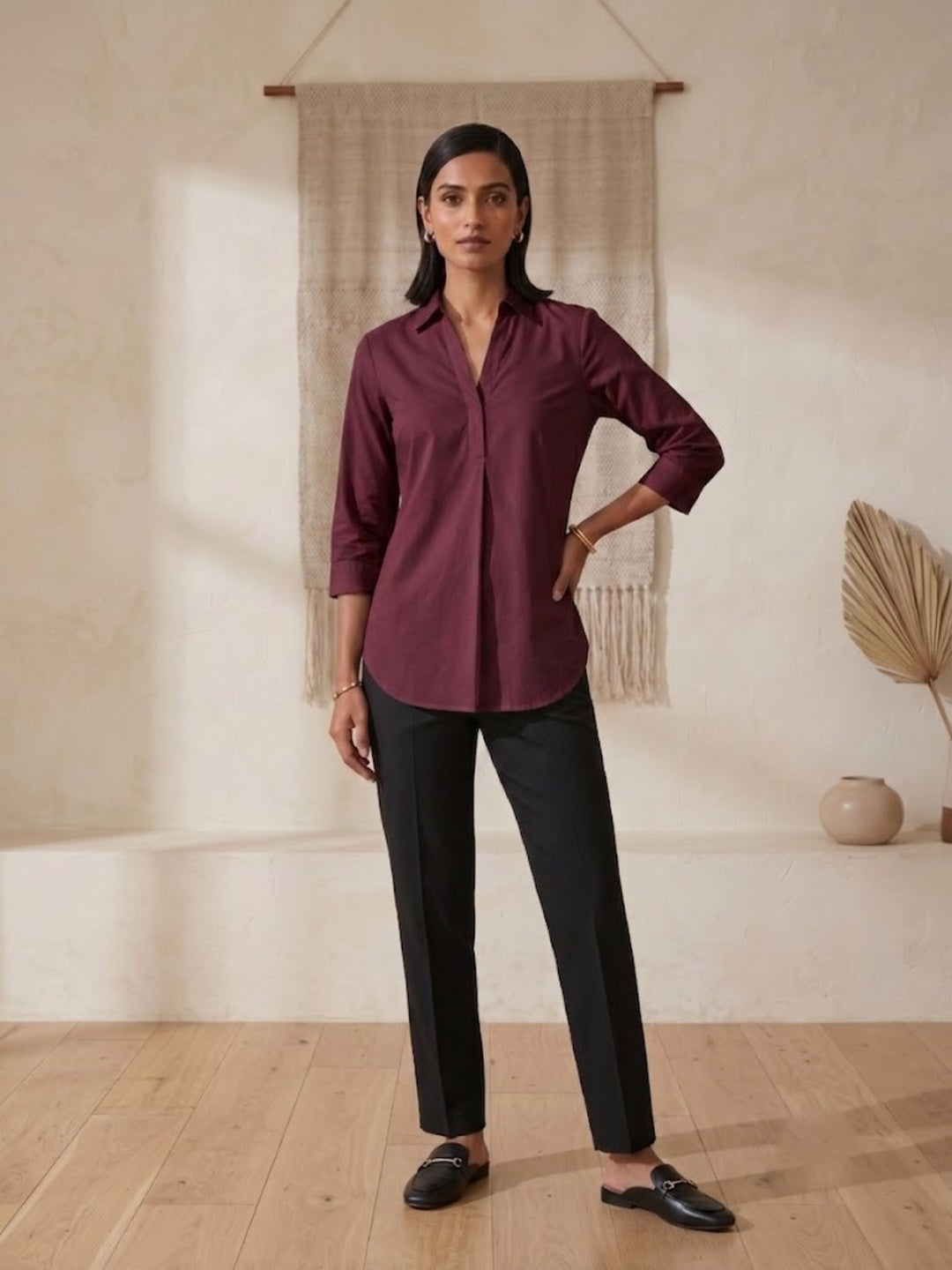Hemline Shirt - Wine