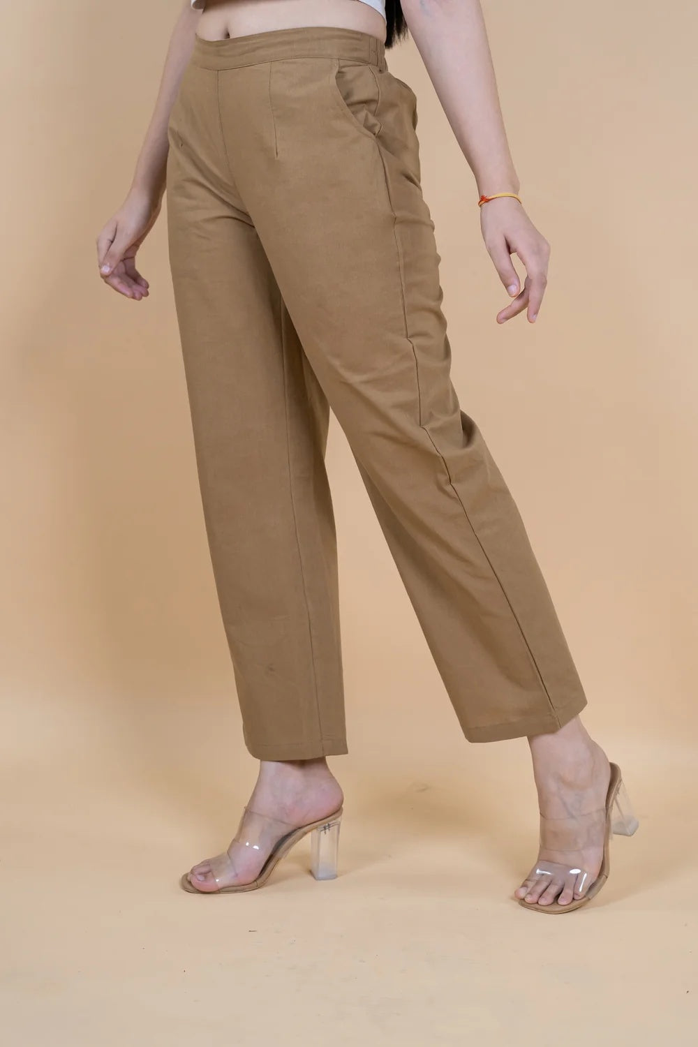 Regular Fit Cotton Pants - Tan