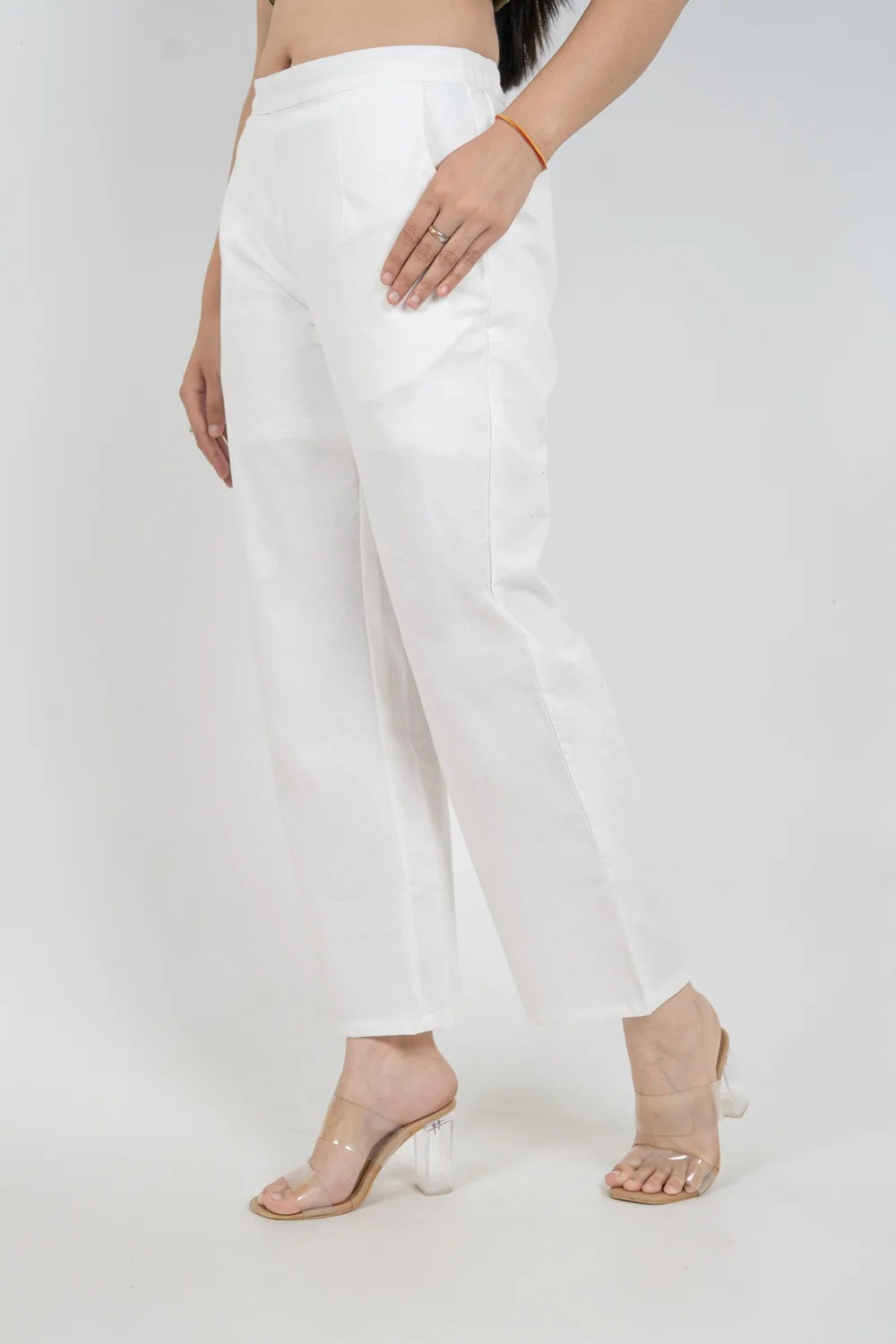 Regular Fit Cotton Pants - White