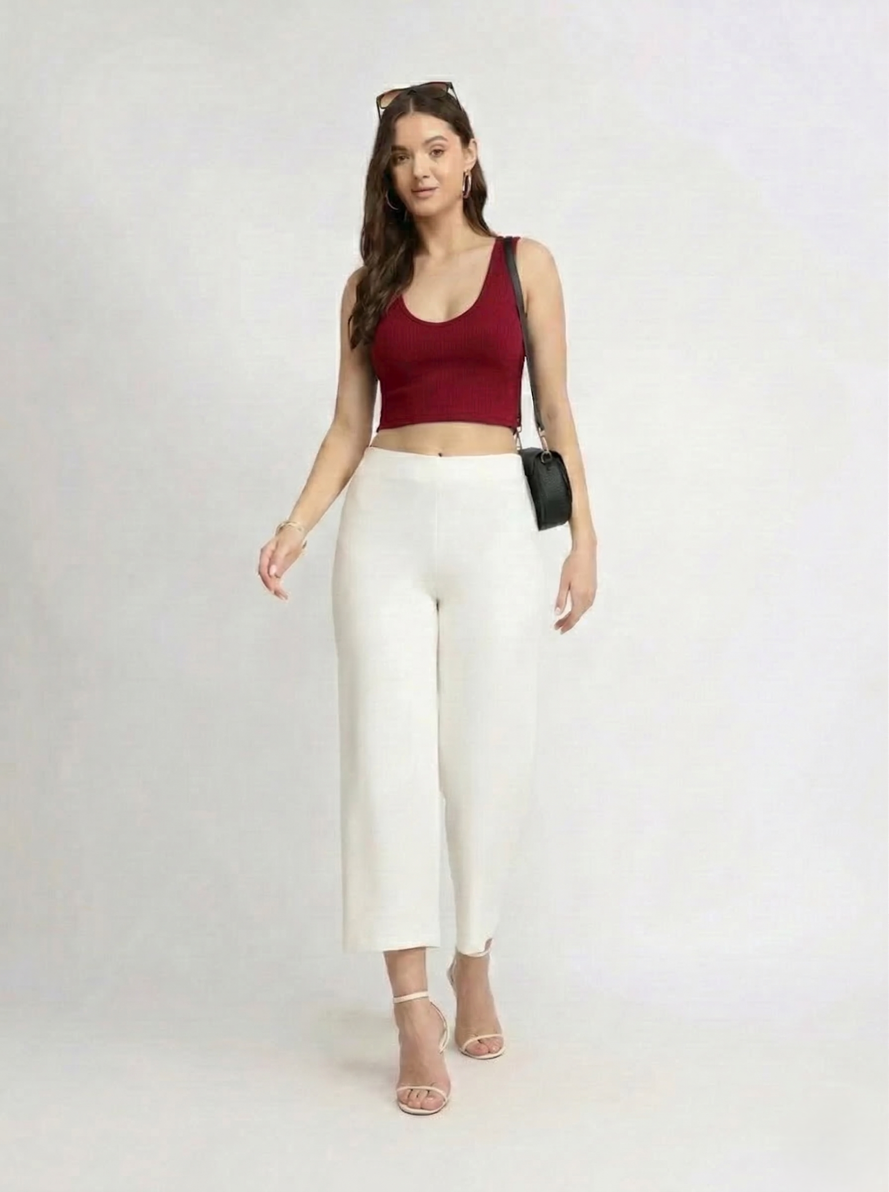 Crop Top Ribbed - Maroon