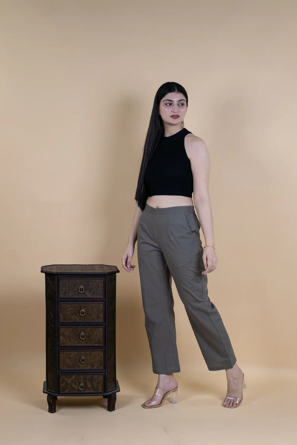 Regular Fit Cotton Pants - Grey