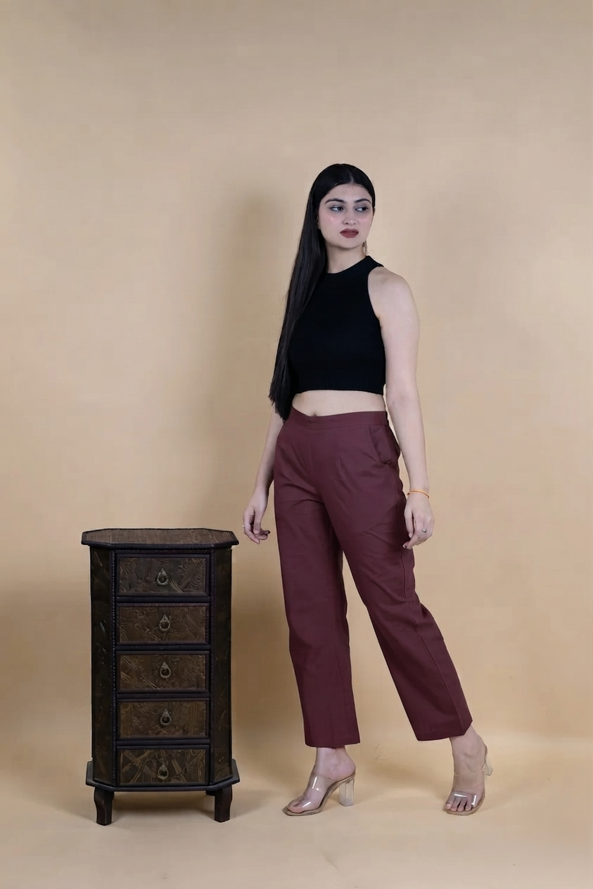 Regular Fit Cotton Pants - Rose Taupe