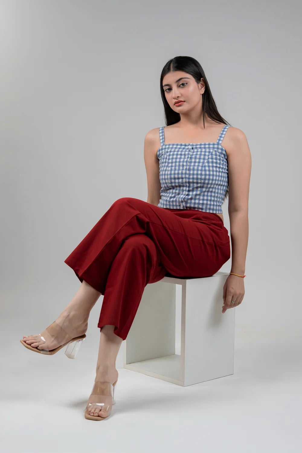 Regular Fit Cotton Pants - Maroon