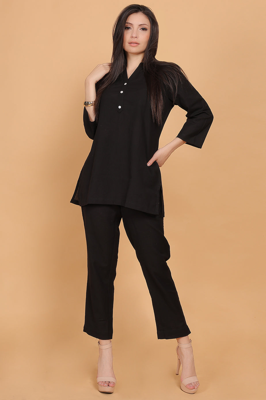 Cotton Cord Set - Black - FuchsiaBless