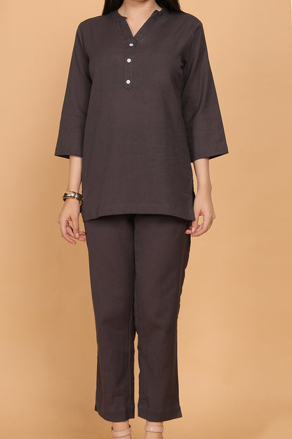 Cotton Cord Set - Grey - FuchsiaBless