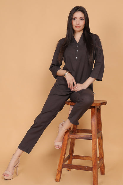 Cotton Cord Set - Grey - FuchsiaBless
