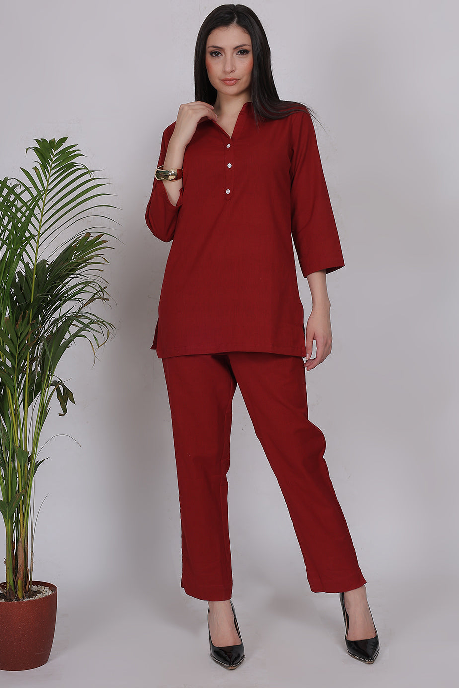 Cotton Cord Set - Maroon - FuchsiaBless