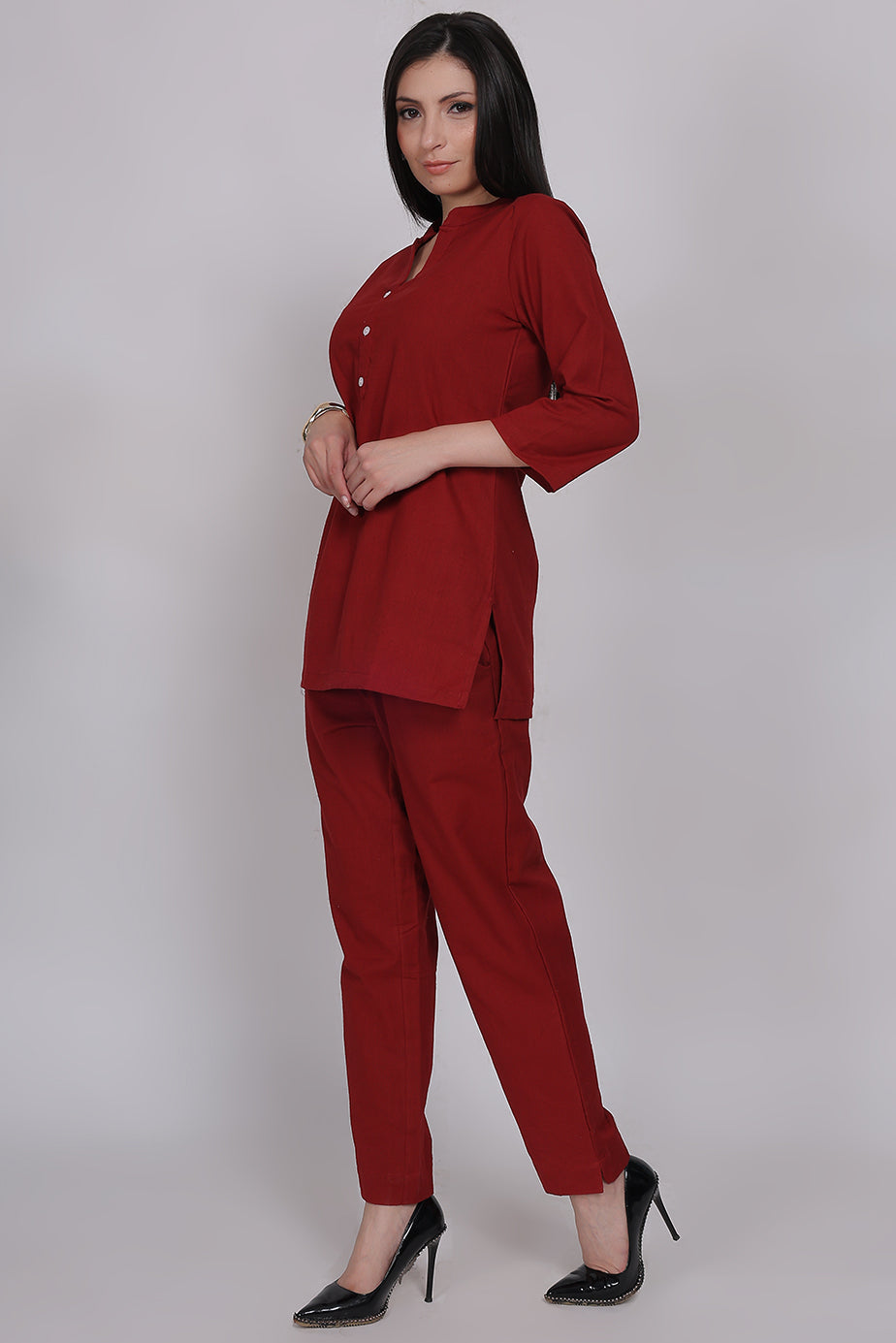 Cotton Cord Set - Maroon - FuchsiaBless