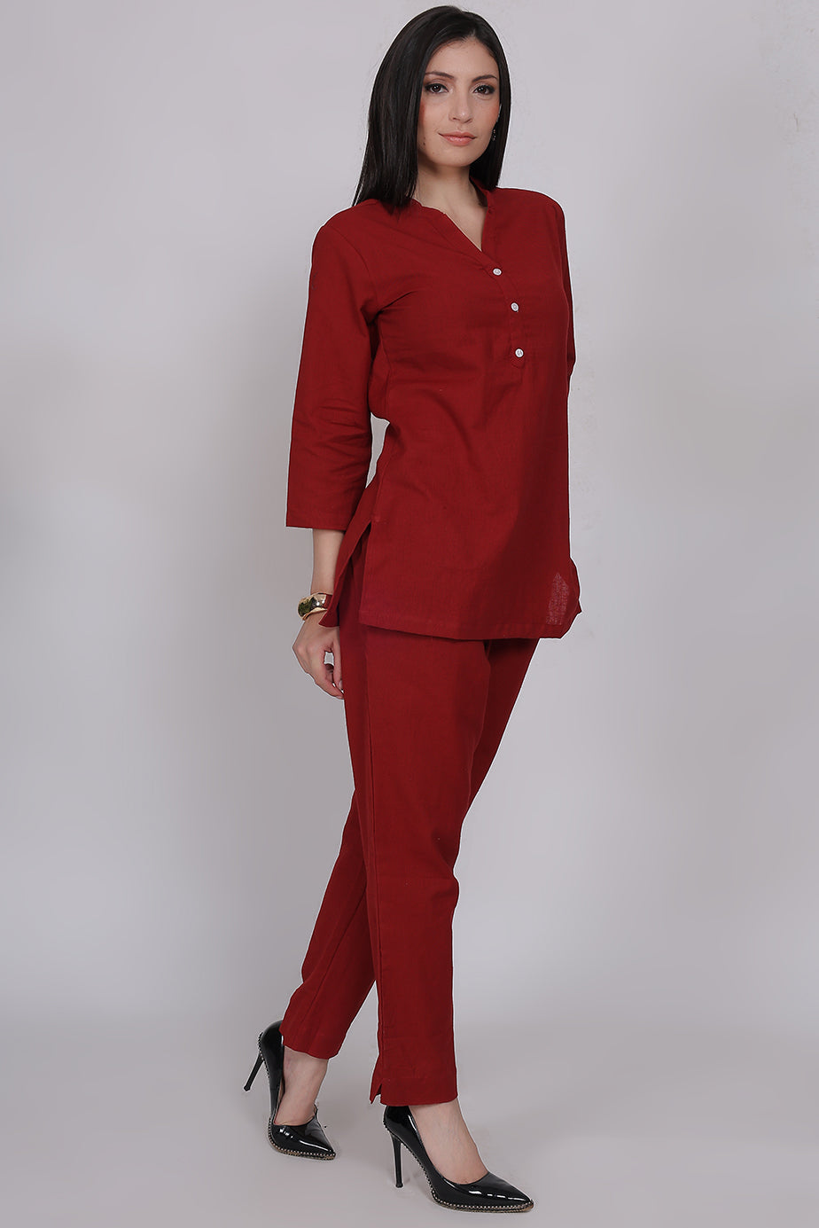 Cotton Cord Set - Maroon - FuchsiaBless