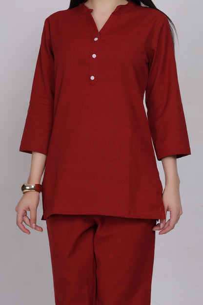 Cotton Cord Set - Maroon - FuchsiaBless