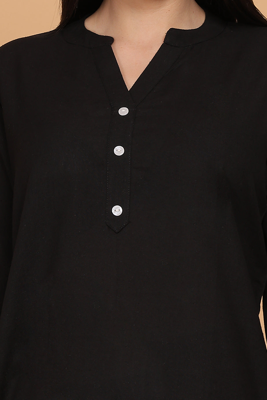 Cotton Kurta - Black - FuchsiaBless